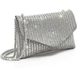 Silver Pearl Rhinestone Bow Flip Clutch Wedding Prom Cocktail Mini Bag